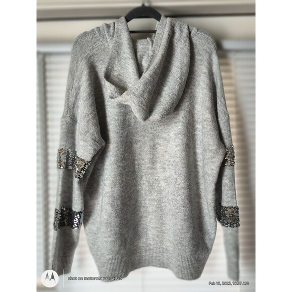 Nine West Women's Gray Hooded Sequin Sweater Size XXL - Picture 12 of 12